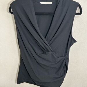 Peruvian Connection Black Draped Sleeveless Top